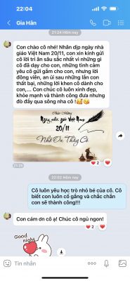Lời yêu thương của Trò Gia Hân gửi tới Cô Diện nhân ngày 20-11