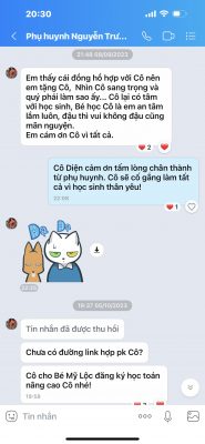 Phụ huynh HS Nguyễn Trương Mỹ Lộc (Học sinh theo học trung tâm từ lớp 5 năm học 2023-2024)